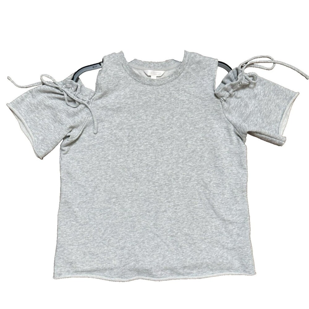 LC Lauren Conrad Womens Gray Cold Shoulder Pullover Top Knit Sweatshirt Size M